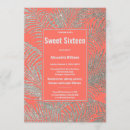 Search for coral sweet 16 invitations Glitter