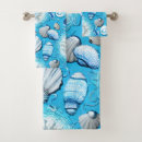 Search for blue seashells bath towels Marine