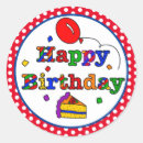 Search for red blue and yellow stickers Happy birthday