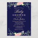 Search for pink blue flowers baby shower invitations Navy