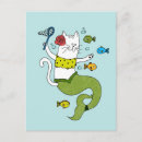 Search for whimsical cat illustration postcards Cartoon