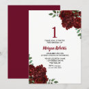 Search for burgundy 1st birthday invitations Flowers