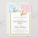 Search for pink and blue gender reveal invitations Watercolor
