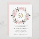 Search for vintage 90th birthday invitations Watercolor flowers