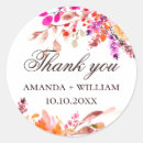 Search for pink flowers wedding stickers Thank you