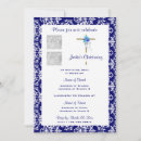 Search for blue damask christening invitations Baptism