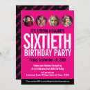 Search for pink black 60th birthday invitations Black and white
