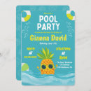 Search for pineapple pool party invitations Blue