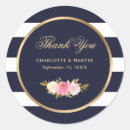 Search for navy stripe wedding stickers Thank you