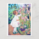 Search for girl in the garden postcards Illustration
