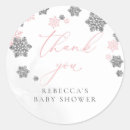 Search for pink and silver baby shower stickers Thank you
