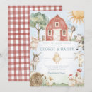 Search for barnyard farm baby shower invitations Red