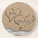 Search for heart in sand coasters Hearts