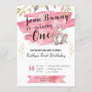 Search for some bunny is turning one 1st birthday invitations Pink