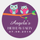 Search for owl birthday party stickers Purple