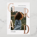 Search for rose gold foil graduation invitations White