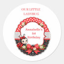 Search for ladybug first birthday stickers Red