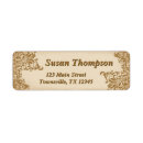 Search for floral swirl return address labels Gold