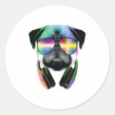 Search for dj with headphones stickers Pug