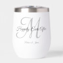 Search for engagement with drinkware Bride and groom