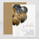 Search for gold black balloons invitations Glitter