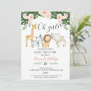 Search for cute baby girl shower invitations Safari animals