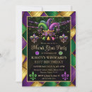 Search for mardi gras masquerade birthday invitations Green