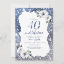 Search for blue 40th birthday invitations Floral