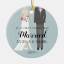 Search for bride and groom christmas tree decorations Monogrammed