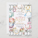 Search for wonderland 1st birthday invitations White rabbit