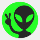 Search for peace alien stickers Green