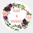 Search for flower wreath stickers Burgundy