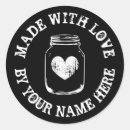 Search for mason jar round stickers Made with love