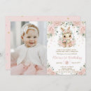 Search for rabbit 1st birthday invitations Baby girl