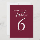 Search for autumn numbers wedding table cards Burgundy