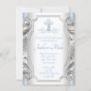 Search for blue and silver christening invitations Baptism