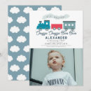 Search for train 2nd birthday invitations Blue