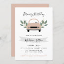 Search for pink car birthday invitations Drive by birthday