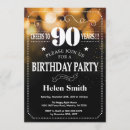Search for cheers to 90 years invitations Gold glitter
