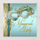 Search for blue masquerade party invitations Teal