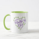 Search for green and purple mugs Typography