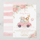 Search for pink floral baby shower invitations Safari animals
