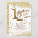 Search for girls 12th birthday invitations Gold