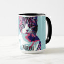Search for illustration of a cat mugs Music