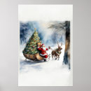 Search for santa sleigh art Vintage christmas