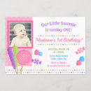 Search for candyland 1st birthday invitations Girl