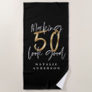 Search for birthday beach towels Black and gold