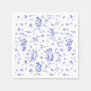 Search for vintage blue white floral napkins Toile de jouy