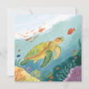 Search for sea shells square invitations Watercolor