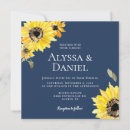 Search for fall sunflower wedding invitations Navy blue